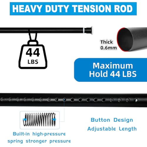 Long Tension Curtain Rod 43-162 Inch Heavy Duty Adjustable Black