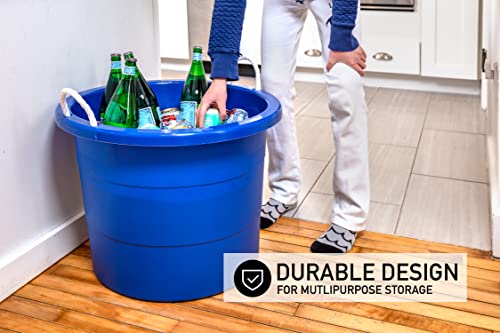 2-Pack Blue Rope Handle Storage Tubs 19 Gallon Heavy Duty Plastic Bins