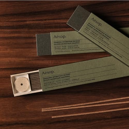 Aesop Vetiver & Sandalwood Incense Sticks - Earthy Aromatic Home Fragrance, 33 Pack