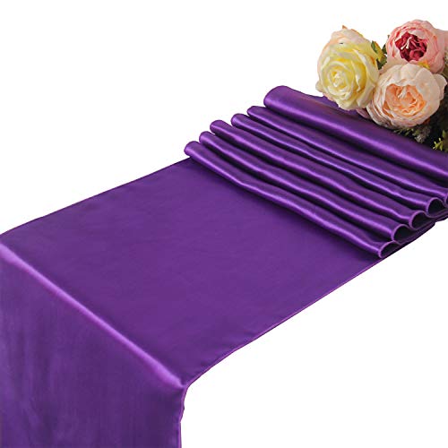 Dark Purple Satin Table Runners Wedding Party - 5 pcs Banquet Event