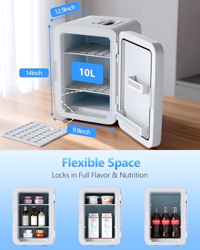 Antarctic Star 10L White Compact Mini Fridge - Portable Small Refrigerator