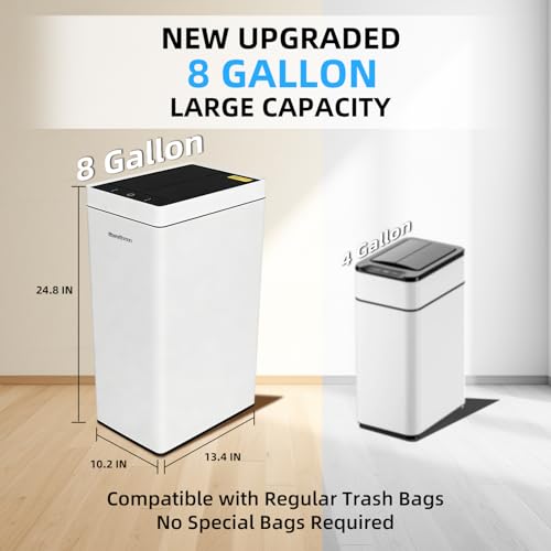 Geradivoxa 8 Gallon Touchless Kitchen Trash Can with Motion Sensor & Standard Variation