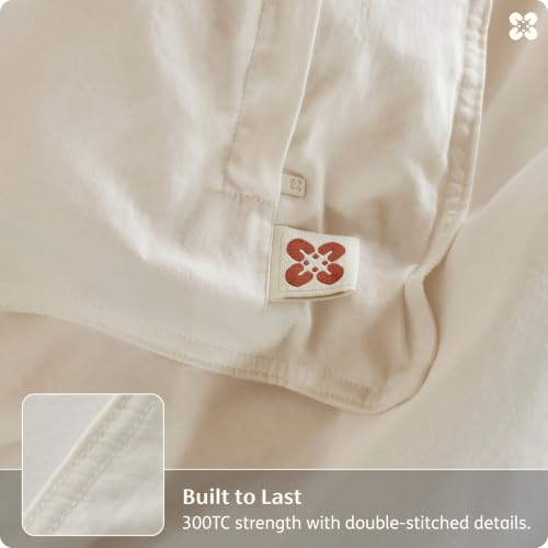 Bedsure Organic Cotton King Duvet Cover Set Ivory No Comforter 104"x90"