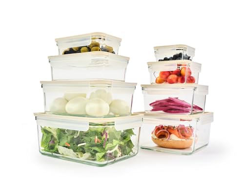 Glass Food Storage Container Set - 8 Sizes, Airtight & Leakproof, Microwave & Oven Safe