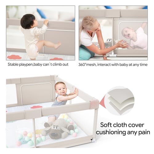Fodoss Baby Playpen with Mat 71x59 Inch Extra Large Toddler Play Yard Safe & Stable