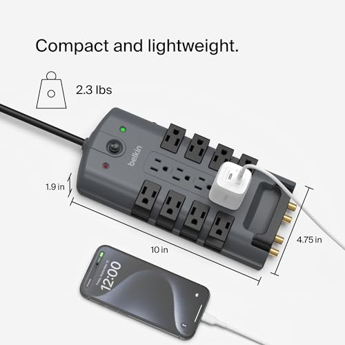 Belkin Surge Protector Power Strip w/ 8 Rotating & 4 Standard Outlets