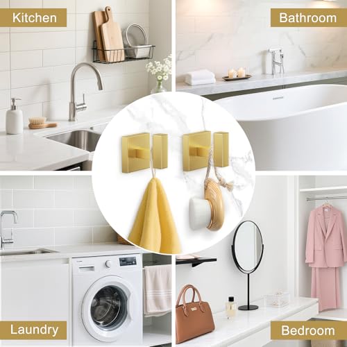 Brushed Gold Bathroom Hardware Set - 5-Piece Wall-Mounted Towel Rack Kit