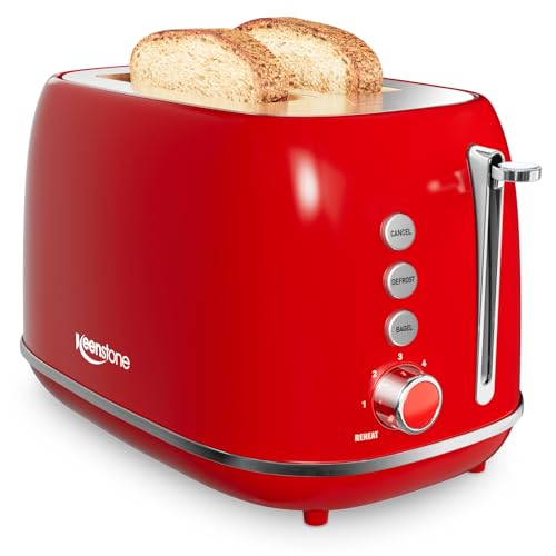 2 Slice Stainless Steel Toaster Retro with 6 Bread Shade Settings,