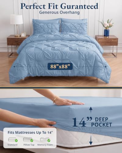 Queen Comforter Set All Season Bed in a Bag French Blue - Lane Linen