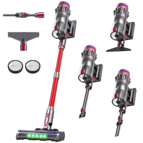 Vellarina Red Cordless Stick Vacuum Cleaner 600W 55KPA 70Min Runtime Pet Hair