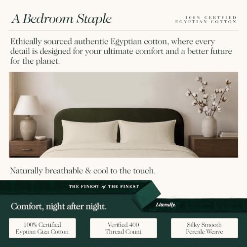 Ivory 100% Egyptian Cotton Percale King Bed Sheets Set - 4 Pieces