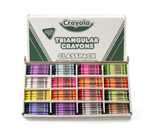 Crayola Triangular Classpack Crayons 256 Count - 16 Colors, Bulk Classroom Pack