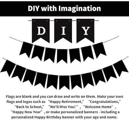 24pcs Blank DIY Black Banner Set, Personalized Banner Party Decorations Supplies Custom Signs, Customize Handwriting Banners for Birthday, Wedding, Baby Shower and Graduation Party Decorations