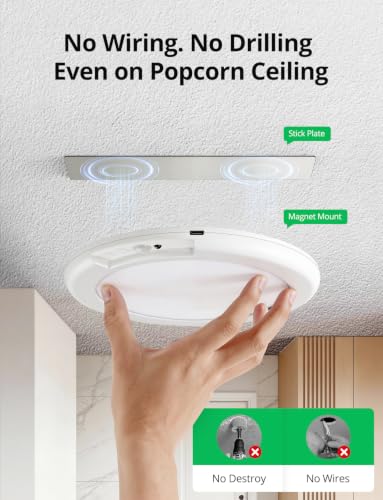 Rechargeable Motion Sensor Ceiling Light with Remote - Round, 4 Mode, Battery Operated