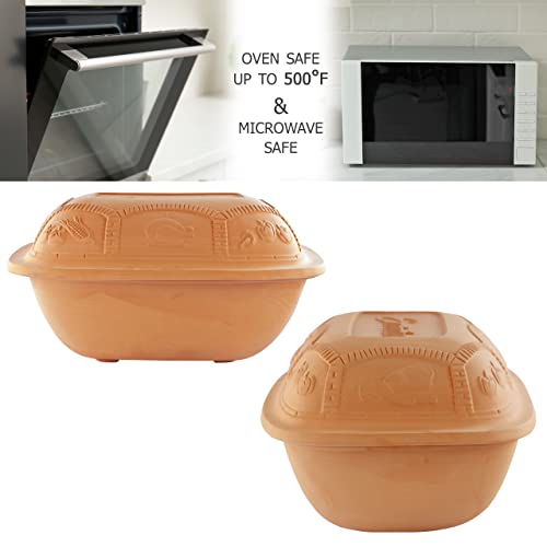 7.2 Quart Clay Roaster with Lid - Non-Stick Earthenware Dutch Oven
