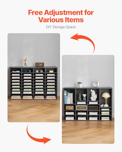 Dark Grey VEVOR Literature Organizer with 36 Compartments & Adjustable Shelves
