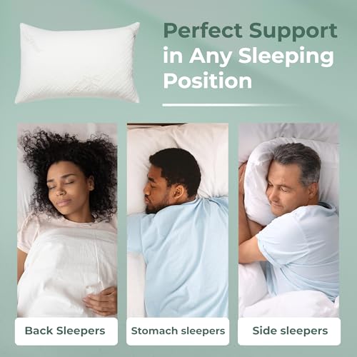 Snuggle-Pedic Standard Cooling Memory Foam Pillow with Gel Infusion - Support for Side Sleepers, Pregnancy, Travel