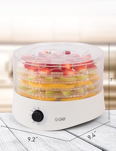Commercial CHEF White Food Dehydrator with 5 BPA-Free 9.25" Trays, CCD100W6
