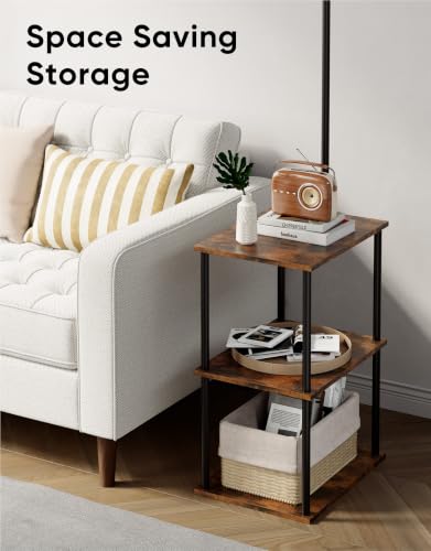 Rustic Brown Floor Lamp with Table 2-Pack - Nightstands & Side Tables