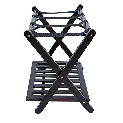 Foldable Luggage Rack with Shelf - Espresso Home & Travel Accessory