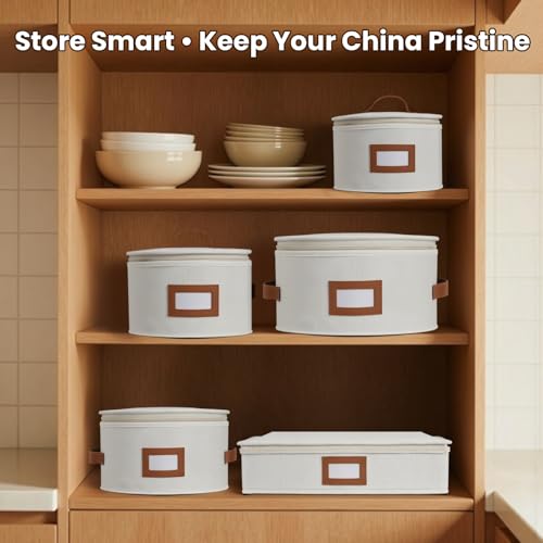 HOMELUX THEORY Ivory 8-Piece China Storage Set with Lid - Dinnerware & Flatware Organizer