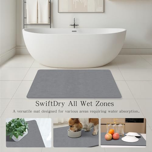 Extra Large Stone Bath Mat 36x24 Inches Non-Slip Shower Rug Gray Variation 1