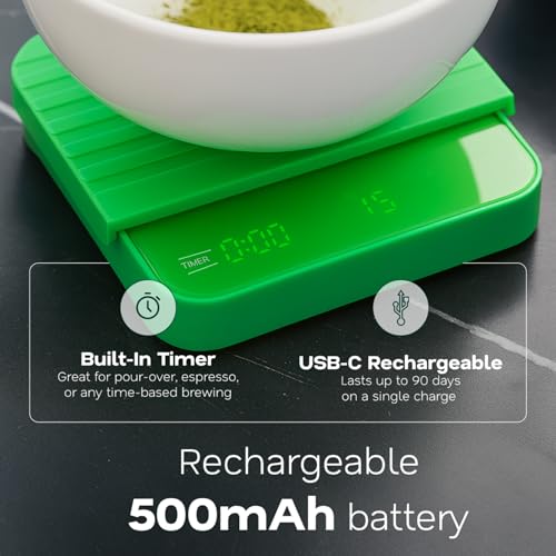 Digital Matcha Scale 0.1g Precision USB-C Rechargeable Compact Weighing Scale