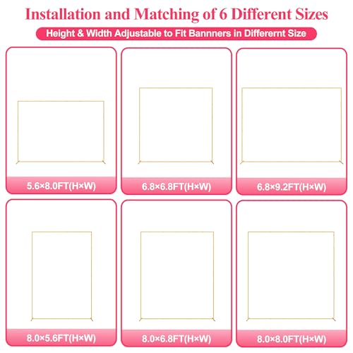8FT x 8FT Square Wedding Arch Backdrop Stand Gold Metal Frame - Wedding Decor