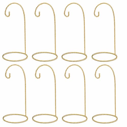 8 Pack Brass Christmas Ornament Display Stands - 9 Inch Metal Holders for Holiday Decor