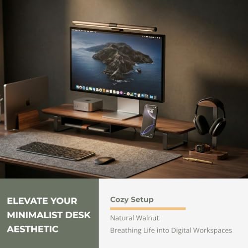 Walnut Wood Headphone Stand with Storage Base - Premium Solid Construction