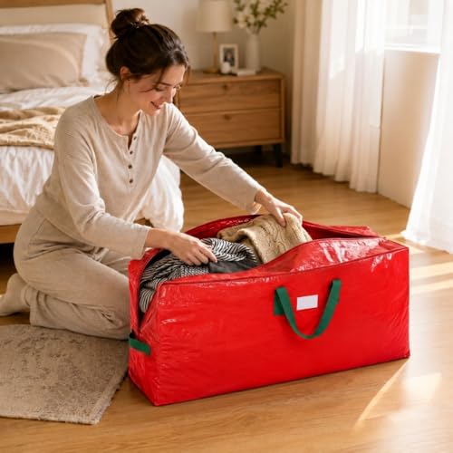KRYSTY 9 Ft Red Large Christmas Tree Storage Bag Heavy Duty Waterproof Dustproof