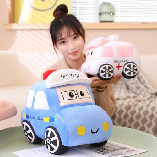 Bus Plush Toy car Plush Simulation School Bus Cute Cartoon Pillow Stuffed Van car Cushion Plush car Gift Cushion Children's Birthday Party Gift (11X7X6Inch) (Police car)