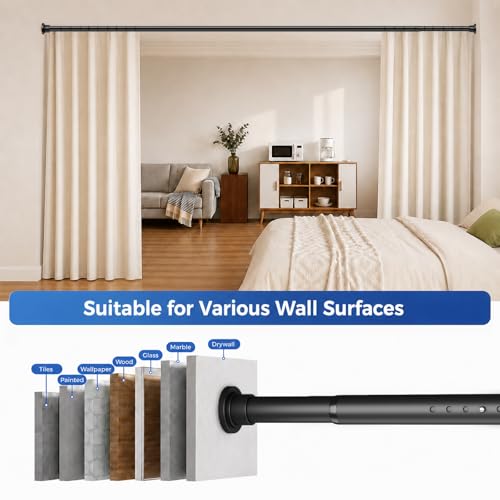 ALLZONE Heavy Duty Tension Curtain Rod for Window, 123-160 Inch,