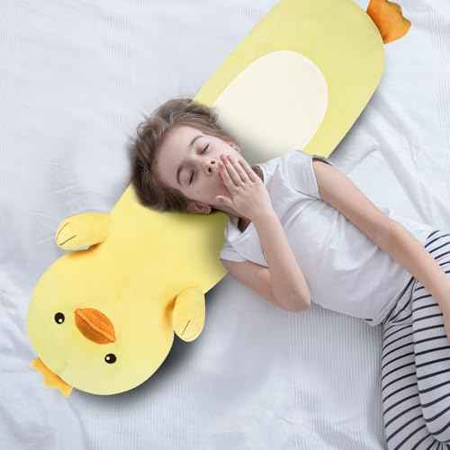 22¡± Long Duck Plush Body Pillow, Cute Duck Stuffed Animals, Soft Squishy Cuddly Pillow Plushies Toy Gifts for Kids Boys Girls, Birthdays, Halloween, Christmas