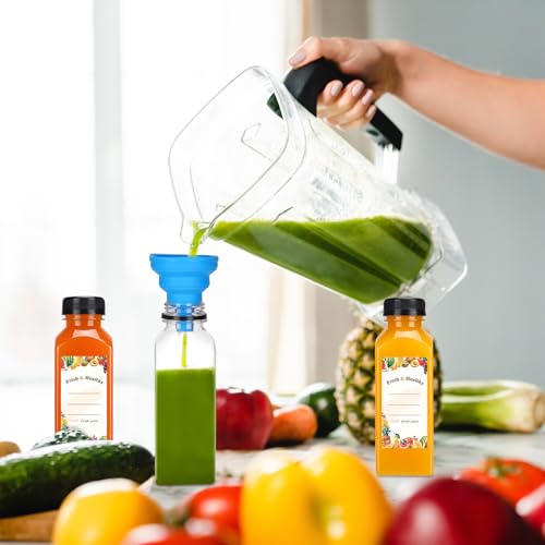 Moretoes 12oz Juice Bottles Set of 128 with Leak-Proof Caps & Labels