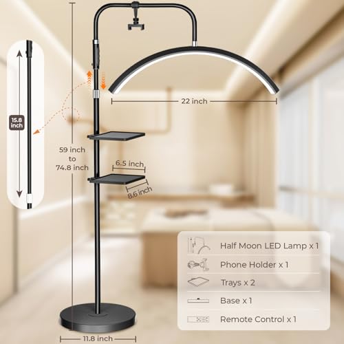 Dimmable Half Moon Floor Lamp for Salon & Home Esthetic Lighting