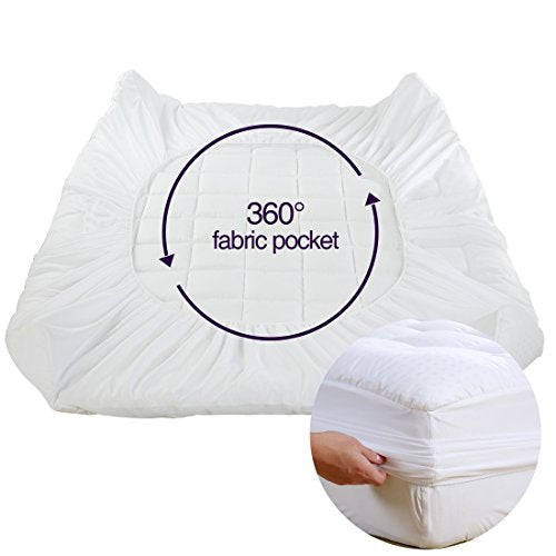 EASELAND King Size Cotton Mattress Topper Pillow Top White 78x80 Inch Deep Pocket