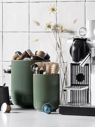 LE TAUCI Ceramic Kitchen Utensil Holder Set - Forest Green, 7.3 & 5.4 Inches, Countertop Organizer