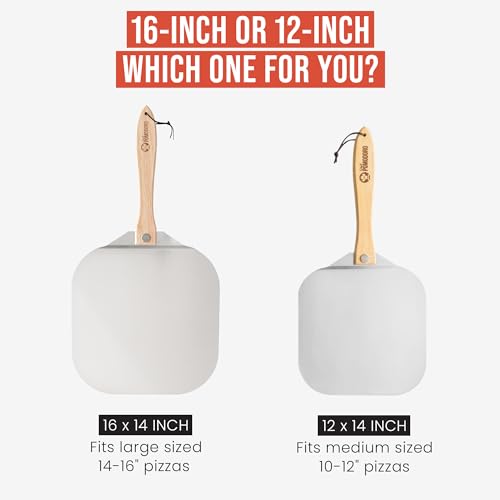 16 Inch Aluminum Pizza Peel with Foldable Wooden Handle - Commercial Baking Tool