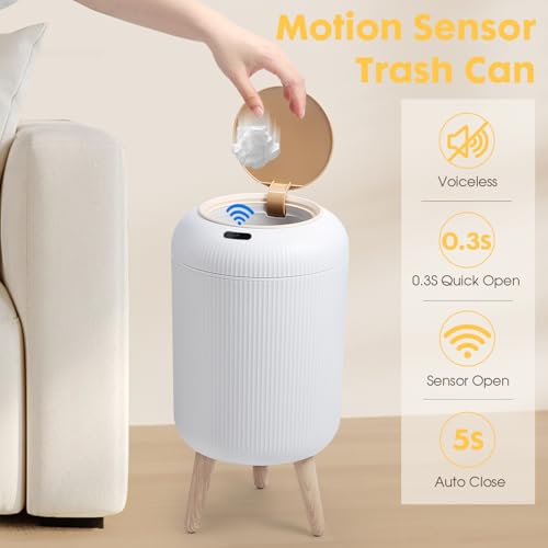 ONLCUK White Motion Sensor Bathroom Trash Can 3 Gallon Touchless Waste Bin