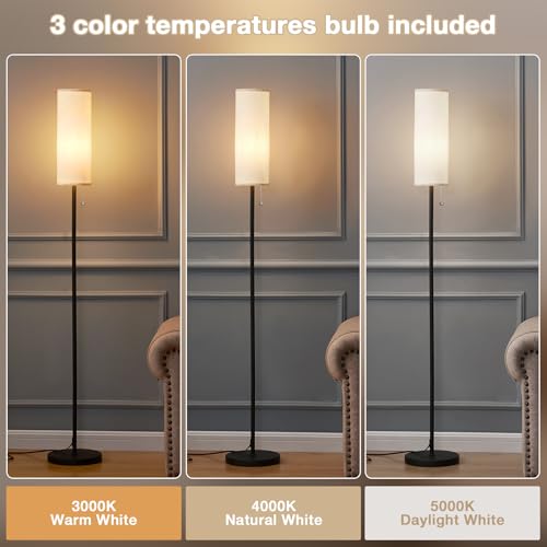 Beige 64-Inch Floor Lamp with 9W LED Bulb & Adjustable Color Temperature