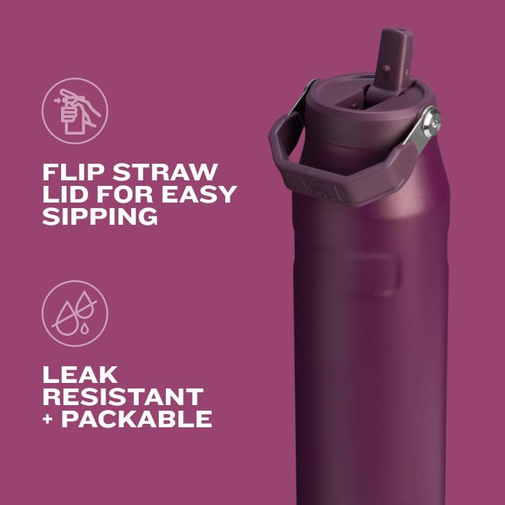 Stanley IceFlow 24 OZ Water Bottle - Insulated Stainless Steel | Lightweight, Leak-Resistant, BPA-Free | Black
