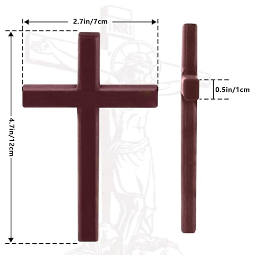 Christian Wooden Cross Wall Decoration Hand Held Prayer Crosses Palm Sized Christian Gift 4.7 inch, with Velvet Bag