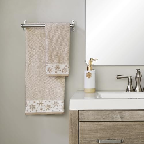 SKL Home Christmas Winter Heather Snowflake Hand Towel Set 2pc Tan
