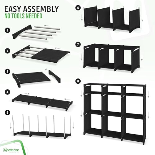 Black Cube Storage Organizer with Bins - 9 Cubes for Closet & Toy Storage - Variation of THIS listing