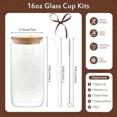 KORHONEN Book Lover Gifts for Women - Funny Bookish Reader Glass Cup, 16oz, Includes Gift Box