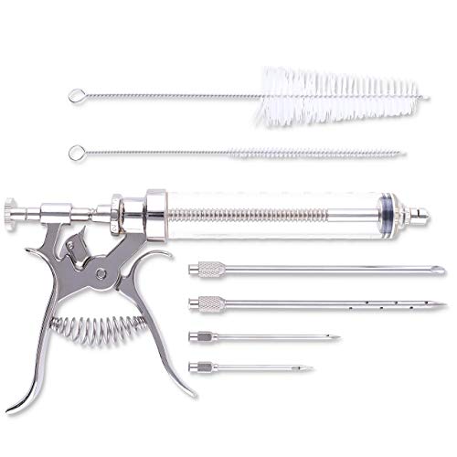 Automatic BBQ Meat Marinade Injector Kit with 4 Needles & Case - 2 oz Capacity
