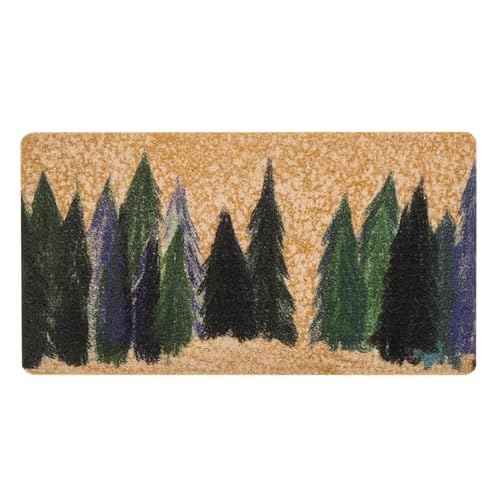 Christmas Pine-Trees-Snowflake Welcome-Doormat,Non Slip Coir Entry Doormat Festival Rugs Decration 17" x 29"
