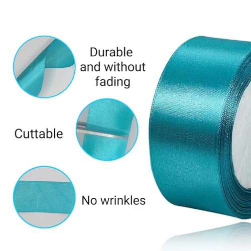 Turquoise Blue Ribbon 1-1/2 inches Wide and 25 Yards Long, Suitable