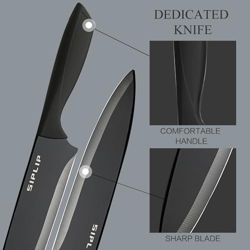 Black 15-Piece Kitchen Knife Set with Magnetic Holder - High Carbon Stainless Steel